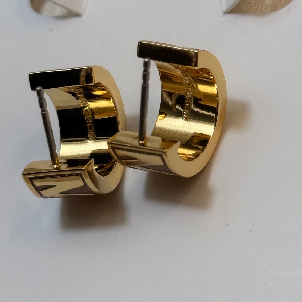Gold Michael Kors Men's Hoop Earrings - Picture 14 of 16